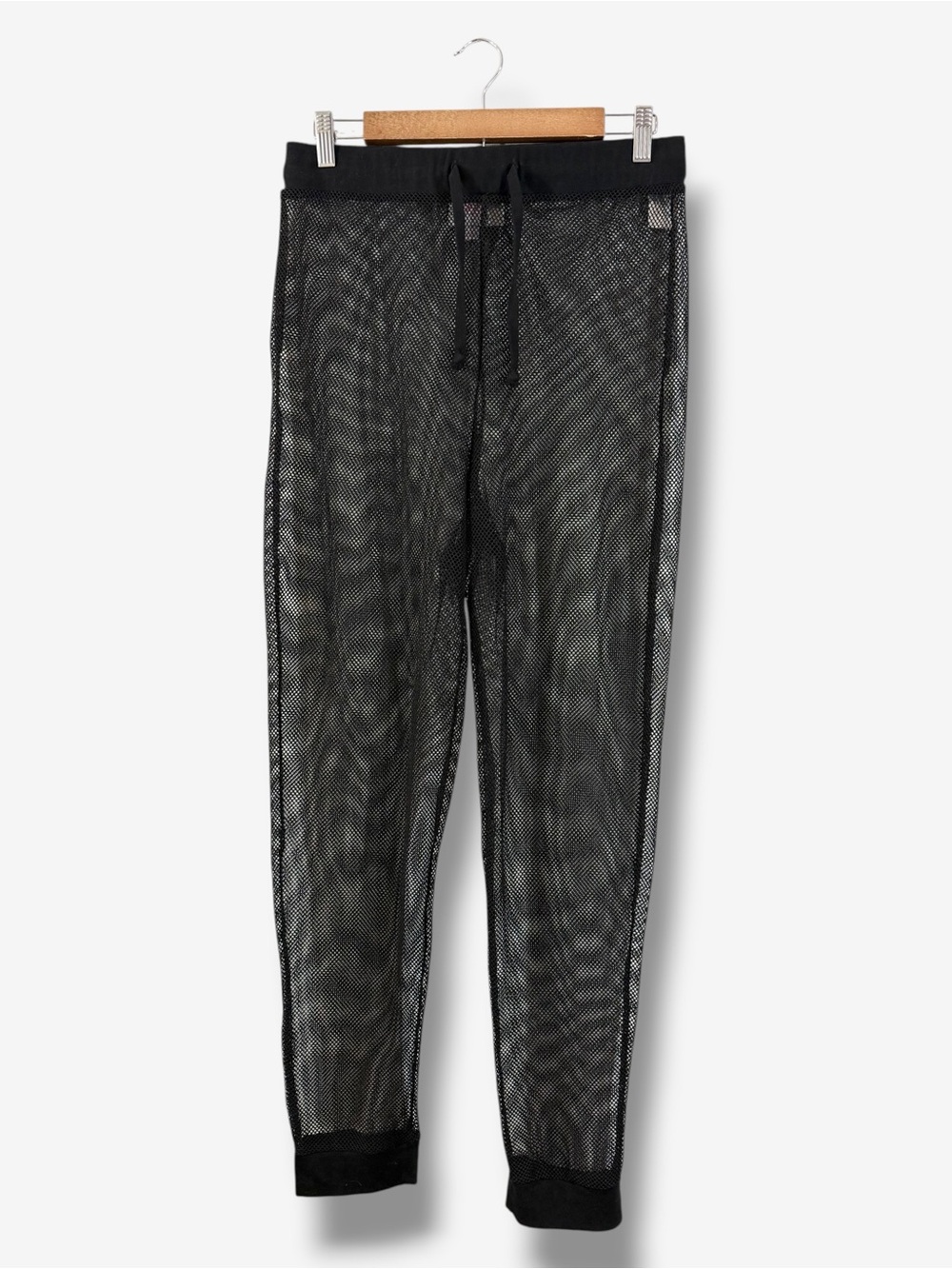Forcynthia Beach Black Mesh Pants Size L Swim Cover Drawstring Vacation Resort